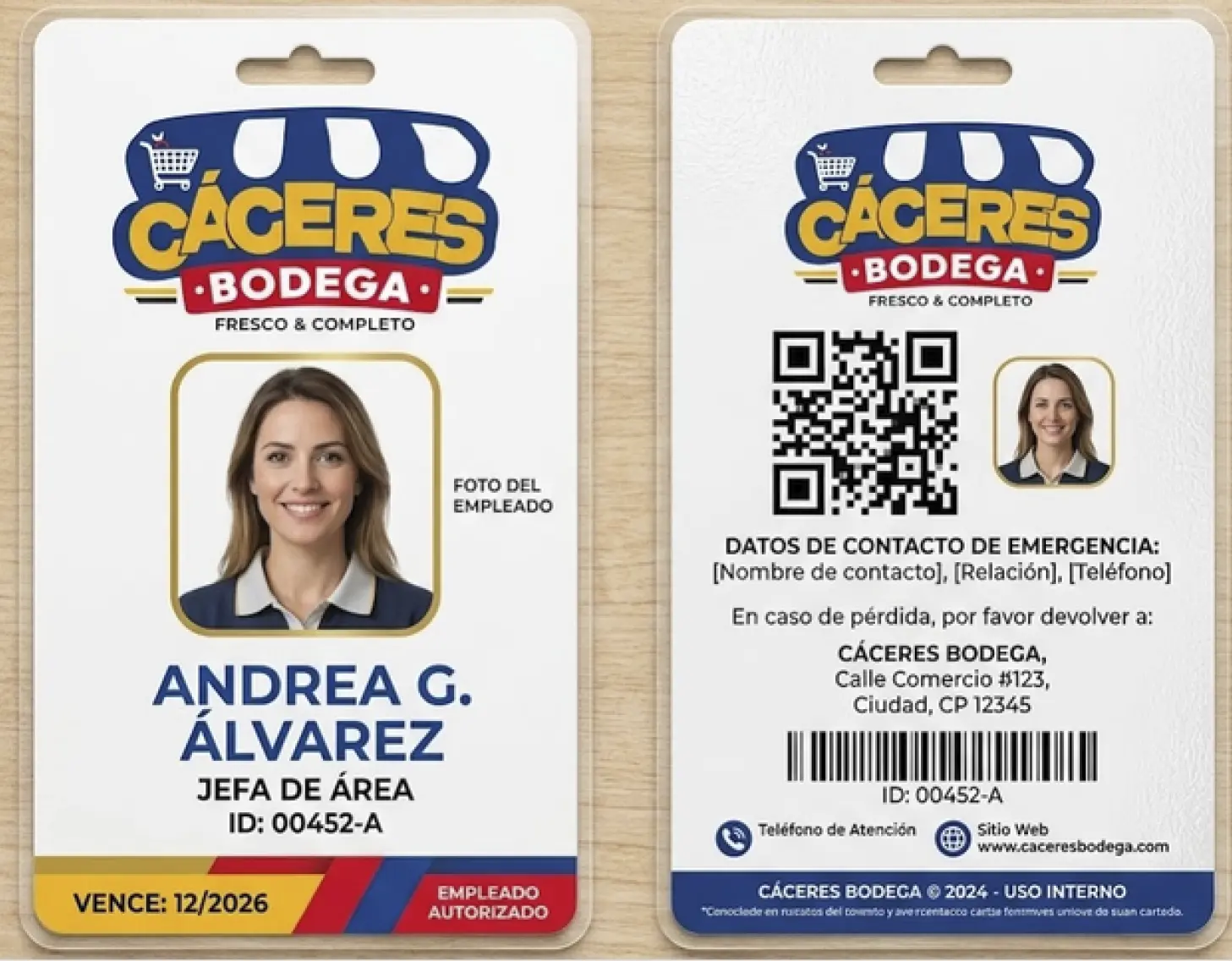 Fotocheck de trabajadores de CÁCERES Bodega
